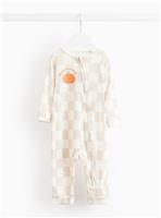 Pumpkin Print Chequered Sleepsuit 18-24 months