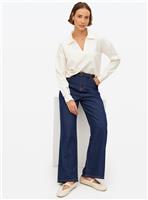 Dark Rinse Denim Belted Co-ord Wide Leg Jeans 12L