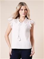 DOROTHY PERKINS Cutwork Yoke Sleeveless Blouse 8