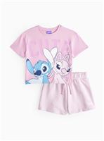 Disney Stitch Pink Top & Shorts Set 9 years