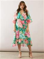 WALLIS Floral Drop Hem Frill Midi Dress 16