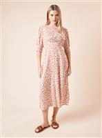 DOROTHY PERKINS Animal Short Sleeve Shirred Cuff Midi Dress 18