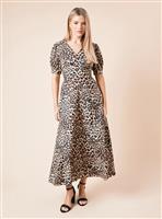 DOROTHY PERKINS Leopard Dropped Waist Midi Dress 8