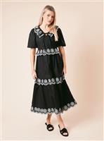 DOROTHY PERKINS Mono Embroidered Tiered Midi Dress 12
