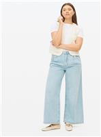 Light Bleach Washed Ultra Wide Leg Denim Jeans 8S