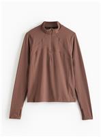 REAKTIV Taupe Yoga Funnel Neck Half Zip Top L