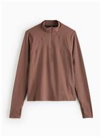 REAKTIV Taupe Yoga Funnel Neck Half Zip Top XL