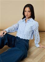 OASIS Broderie Cropped Long Sleeve Shirt 10