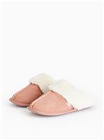 Pink Faux Fur Cuff Mule Slippers S
