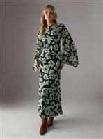 WAREHOUSE Column Low Back Maxi With Flared Sleeve 14