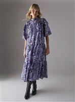 WAREHOUSE Organza High Neck Tier Midi Smock Dress 14