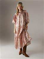 WAREHOUSE Organza High Neck Tier Midi Smock Dress 16