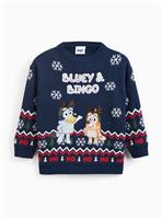 Navy Bluey Bingo Design Knitted Christmas Jumper 6-7 years