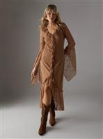 WAREHOUSE Lace Button Through Ruffle Midi Dress 16