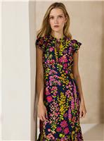 EVERBELLE Navy Floral Tiered Midaxi Dress 10