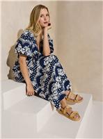 EVERBELLE Navy Printed Tie-Front Maxi Dress 6