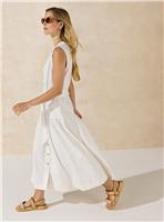 EVERBELLE White Denim Belted Midaxi Dress 12