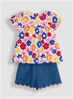 JOJO MAMAN B&Eacute;B&Eacute; 2-Piece Floral Frill Sleeve Blouse & Shorts Set 12-18 months