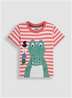 JOJO MAMAN B&Eacute;B&Eacute; Crocodile Interactive Applique Stripe T Shirt 6-7 Years