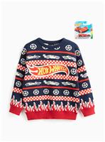 Hot Wheels Navy Christmas Jumper With Toy Car 7 years
