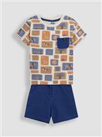 JOJO MAMAN B&Eacute;B&Eacute; 2-Piece Safari Postcard Print T-Shirt & Short Set 18-24 months