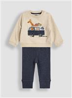JOJO MAMAN B&Eacute;B&Eacute; 2-Piece Safari Applique Sweatshirt & Leggings Set 6-12 months