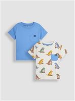JOJO MAMAN BÉBÉ 2-Pack Scooting Dino Print & Plain T-Shirts Up To 3 mths
