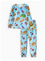 Blue Marvel Food Printed Slinky Fleece Pyjamas 2-3 years