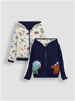 JOJO MAMAN B&Eacute;B&Eacute; Dino Applique Reversible Textured Hoodie 3-4 Years