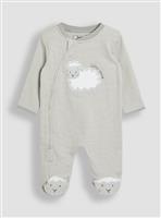 JOJO MAMAN B&Eacute;B&Eacute; Little Lamb Applique Zip Sleepsuit 9-12 months
