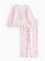 Disney Marie Pink Striped Print Jersey Pyjamas 1-2 years