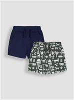 JOJO MAMAN BÉBÉ 2-Pack Safari Print & Plain Jogger Shorts 4-5 Years