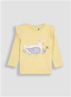 JOJO MAMAN B&Eacute;B&Eacute; Duck Applique Frill Shoulder Top 12-18 months