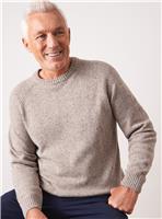 UNION WORKS Oatmeal Neppy Knitted Crew Jumper L