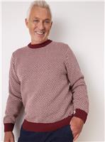 UNION WORKS Dark Red Zig Zag Stitch Crew Jumper M