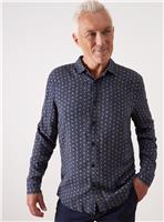UNION WORKS Navy Geometric Printed Shirt M