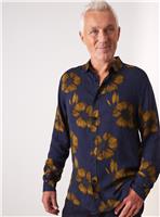 UNION WORKS Navy Floral Printed Shirt L