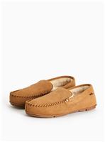 Tan Suede Faux Fur Lined Moccasin Slippers 12