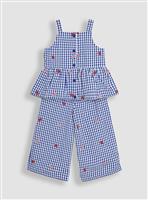 JOJO MAMAN BÉBÉ Strawberry Embroidered Blouse & Trousers Set 5-6 Years