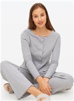 Grey Pointelle Co-ord Pyjama Top XL