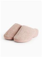 Blush Pink Velour Comfort Sole Mule Slippers S