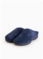 Navy Velour Comfort Sole Mule Slippers S