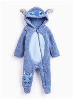 Disney Stitch Blue Fluffy Fleece Hooded Sleepsuit Newborn
