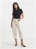 SIMPLY BE Cropped Barrel Jeans Cream 28