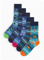 Nautical Themed Ankle Socks 5 Pack 6-8.5