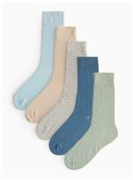 Dusky Ribbed Ankle Socks 5 Packs 6-8.5