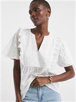 JD WILLIAMS Broderie Frill Jersey Back Top 30