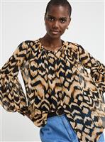 JD WILLIAMS Printed Blouson Sleeve Georgette Button Through Blouse 26