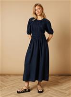 OASIS Shirred Bodice Puff Sleeve Midi Dress 12