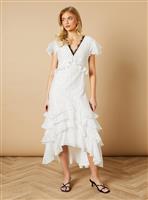 OASIS Spot Ruffle Tiered Lace Midi Dress 8